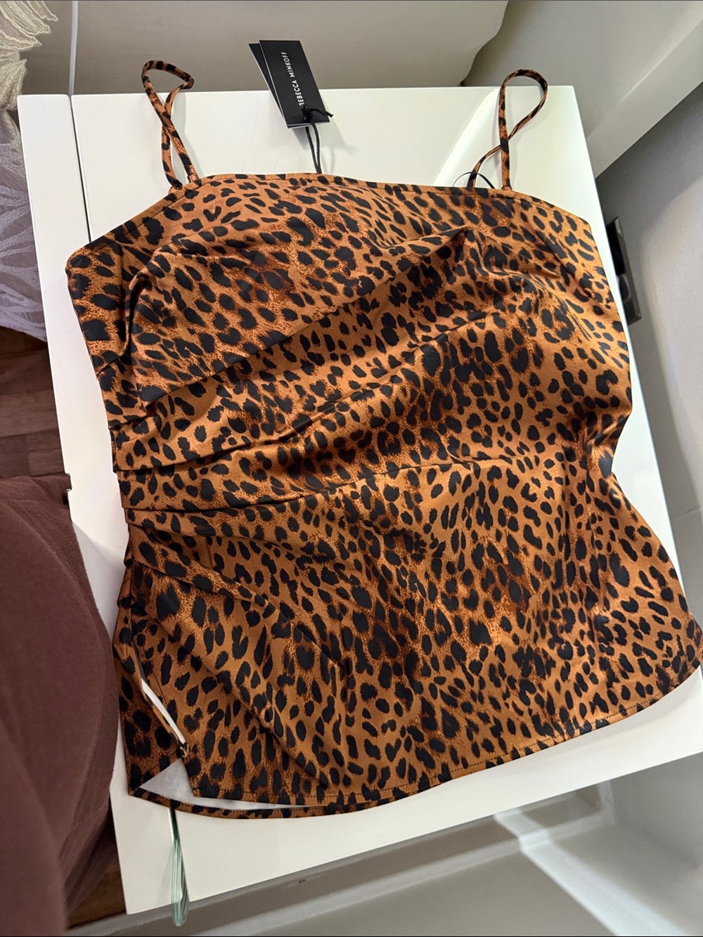 Rebecca Minkoff Leopard-Print Satin Cami in Brown and Black
